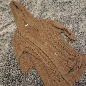 Knit hooded cardigan